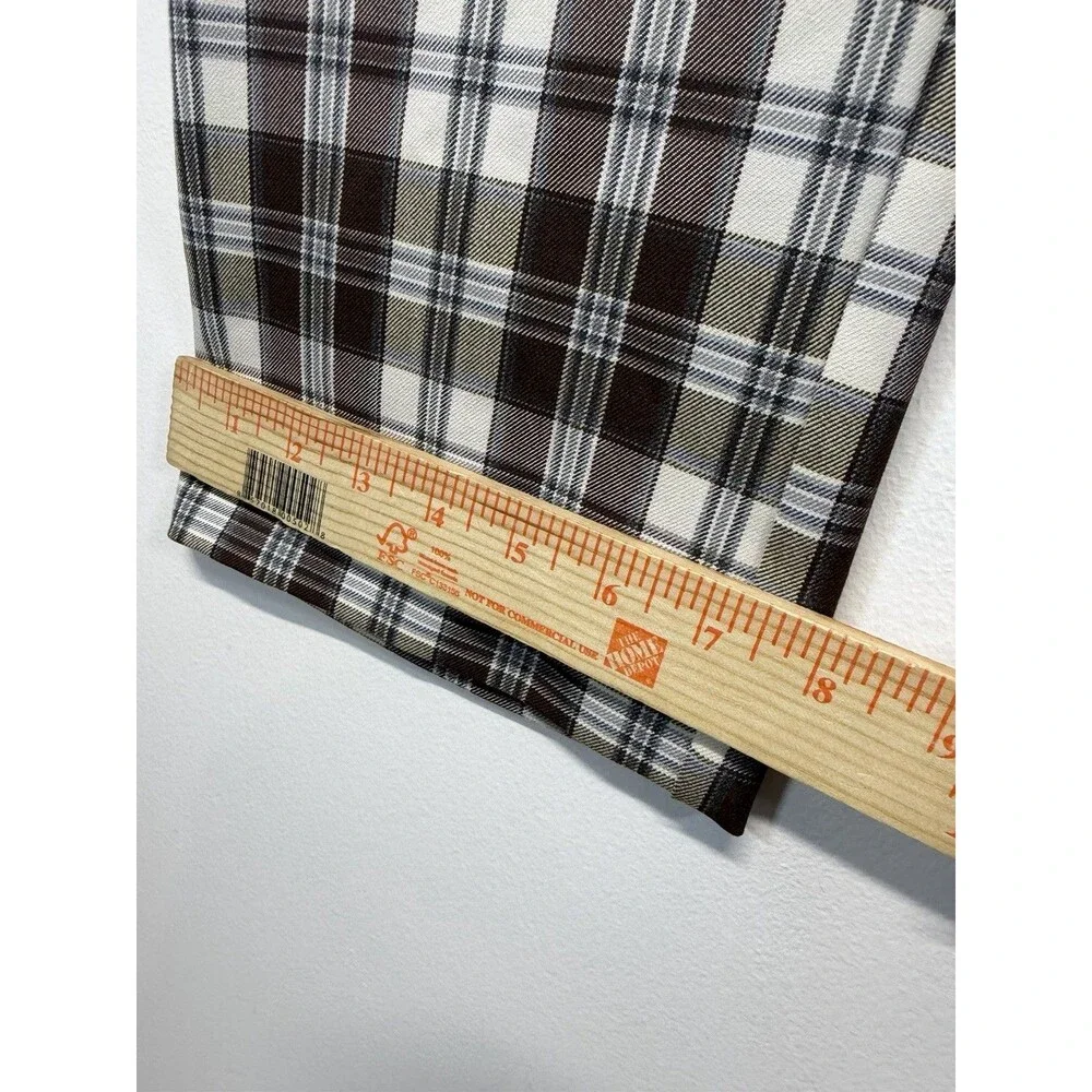 Reformation Y2K Women’s Franklin brown Plaid Straight Leg Pants Rayon Sz 2 - Picture 9 of 16